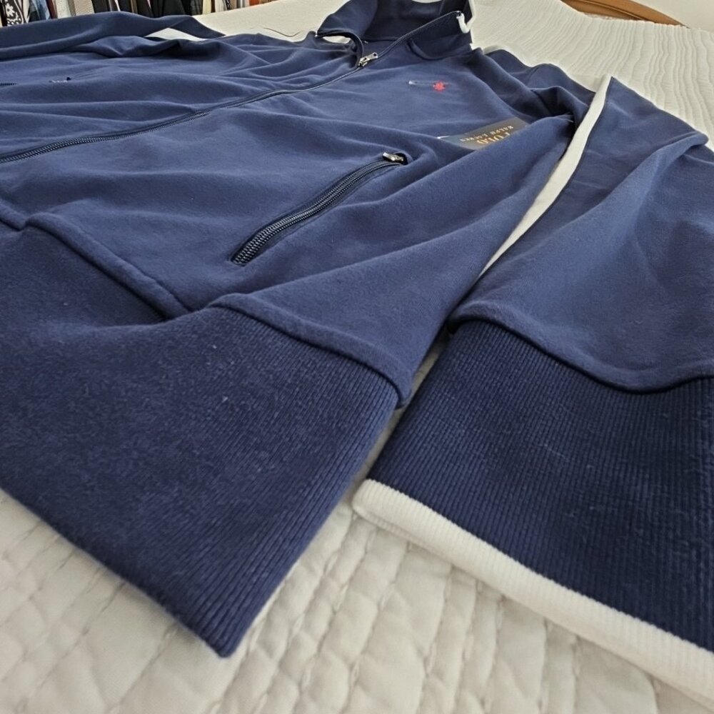 Polo Ralph Lauren Performance Jacket‎ Men's XL Navy Blue & White Track NEW NWT - Picture 3 of 16